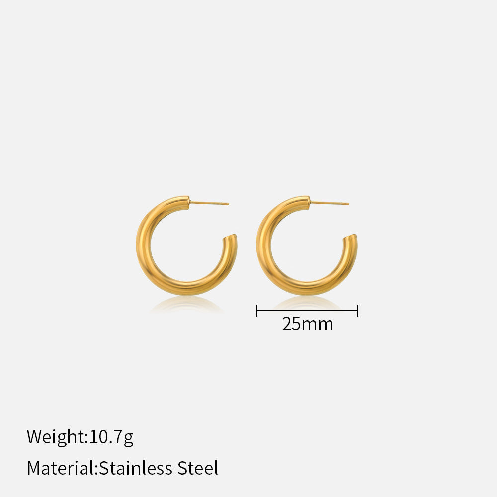 1 Pair Simple Style Solid Color Stainless Steel Plating Earrings