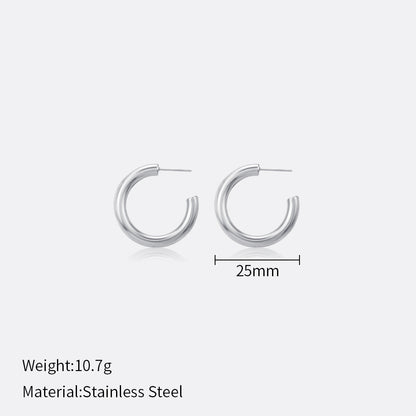 1 Pair Simple Style Solid Color Stainless Steel Plating Earrings