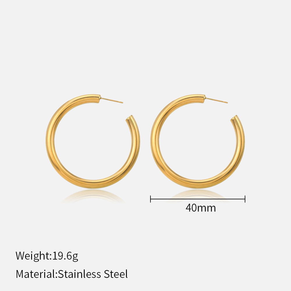 1 Pair Simple Style Solid Color Stainless Steel Plating Earrings