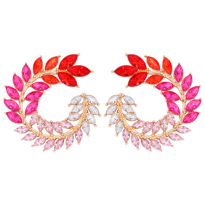 1 Pair Fashion Leaf Alloy Inlay Artificial Rhinestones Women's Ear Studs