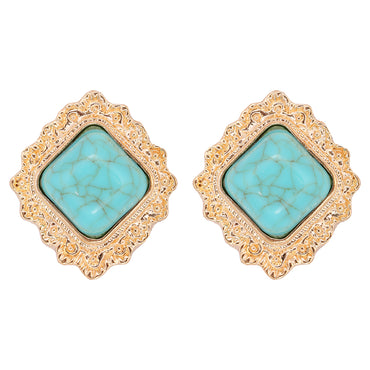 1 Pair Fashion Square Alloy Inlay Turquoise Women's Ear Studs