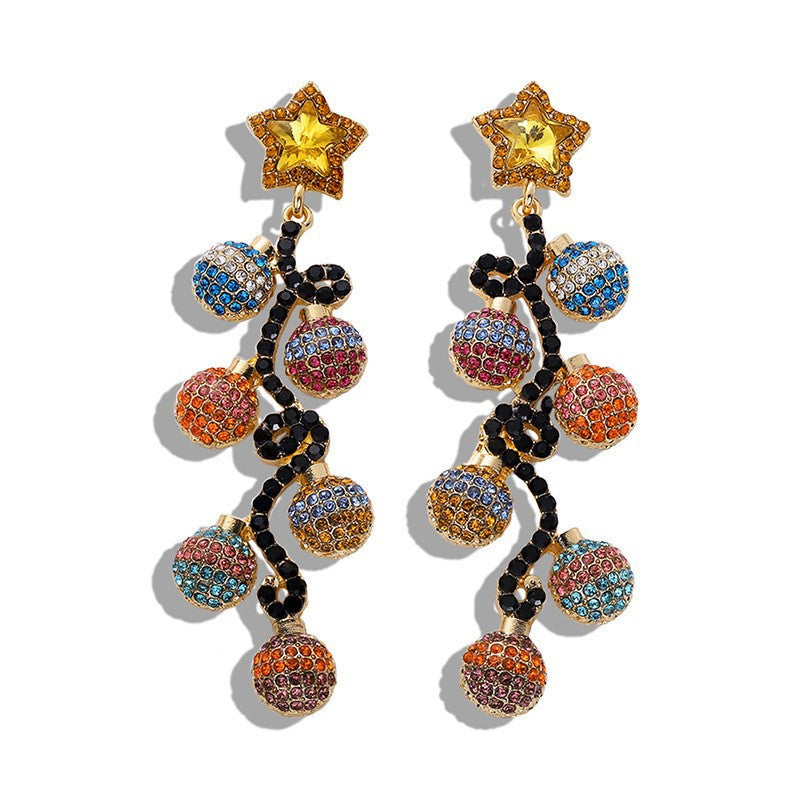 1 Pair Fashion Christmas House Christmas Tree Bow Knot Inlay Alloy Rhinestones Ear Studs