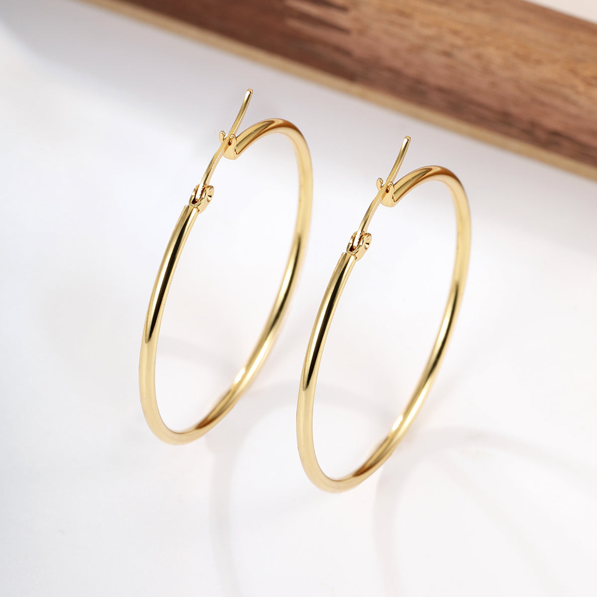 1 Pair Simple Style Circle Stainless Steel Plating Hoop Earrings