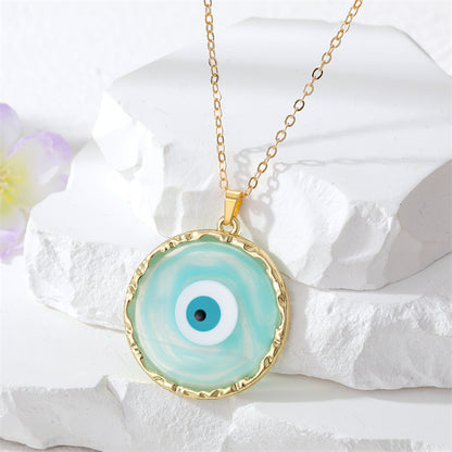 1 Piece Fashion Devil's Eye Metal Plating Transparent Inlay Resin Gold Plated Women's Pendant Necklace