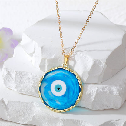 1 Piece Fashion Devil's Eye Metal Plating Transparent Inlay Resin Gold Plated Women's Pendant Necklace