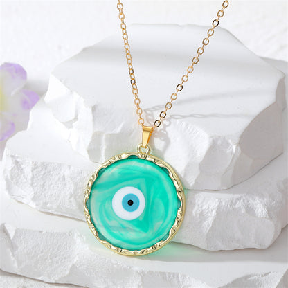 1 Piece Fashion Devil's Eye Metal Plating Transparent Inlay Resin Gold Plated Women's Pendant Necklace