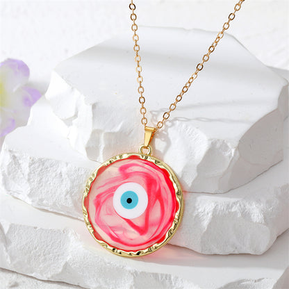 1 Piece Fashion Devil's Eye Metal Plating Transparent Inlay Resin Gold Plated Women's Pendant Necklace