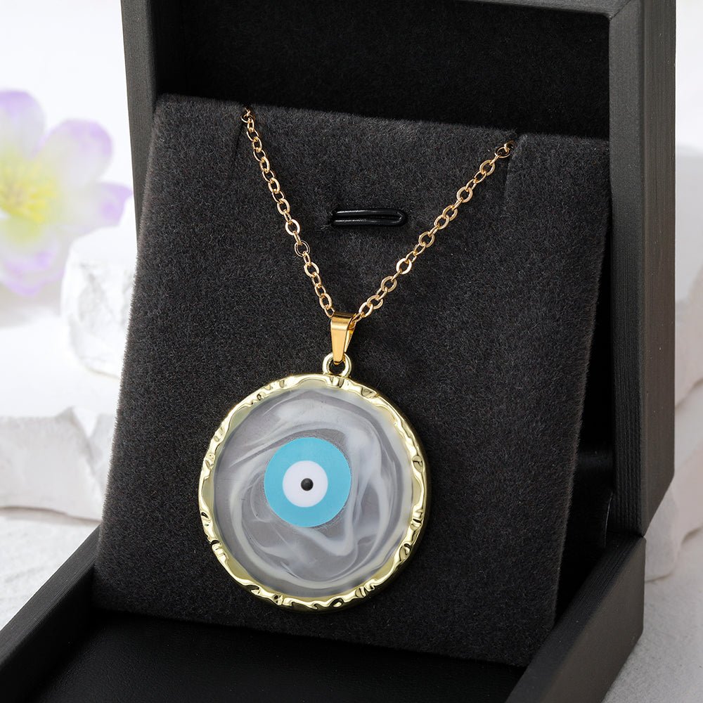 1 Piece Fashion Devil's Eye Metal Plating Transparent Inlay Resin Gold Plated Women's Pendant Necklace