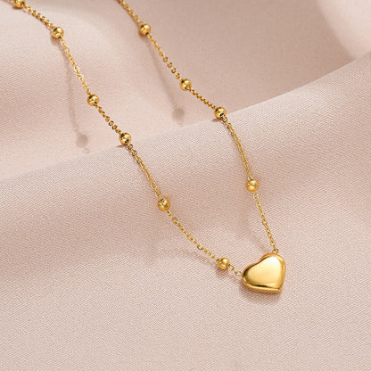 Fashion Simple Style Heart Shape Titanium Steel Plating Necklace