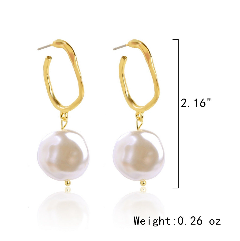 1 Pair Elegant Streetwear Geometric Plating Imitation Pearl Drop Earrings