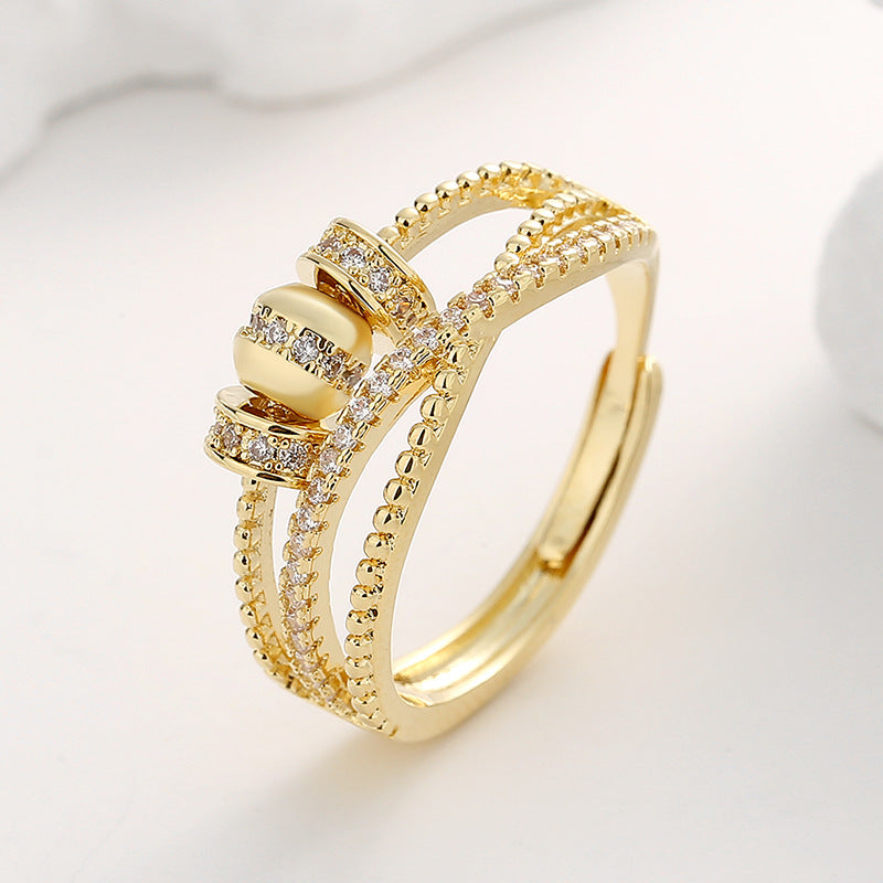 1 Piece Fashion Geometric Copper Inlay Zircon Rings