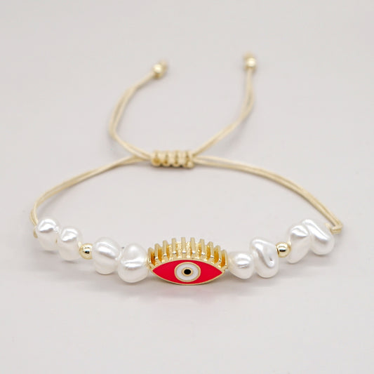 1 Piece Ethnic Style Eye Imitation Pearl Alloy Beaded Unisex Bracelets