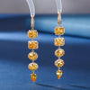 1 Pair Luxurious Water Droplets Tassel Copper Inlay Zircon Drop Earrings