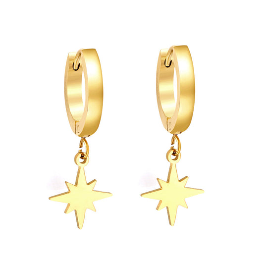 1 Pair Fashion Star Stainless Steel Star Plating Hollow Out Drop Earrings