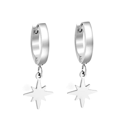 1 Pair Fashion Star Stainless Steel Star Plating Hollow Out Drop Earrings