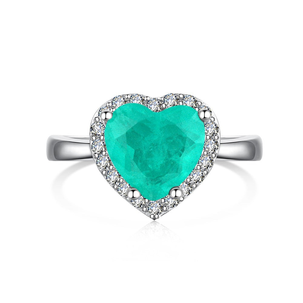 Fashion Square Water Droplets Heart Shape Sterling Silver Plating Zircon Rings