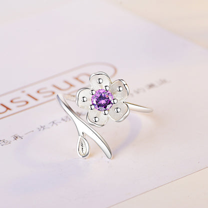 1 Piece Fashion Flower Copper Inlay Zircon Open Ring