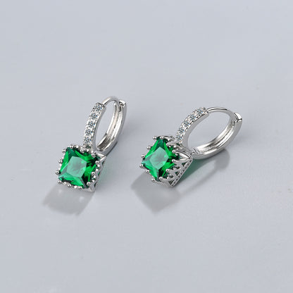 1 Pair Fashion Square Copper Plating Zircon Earrings