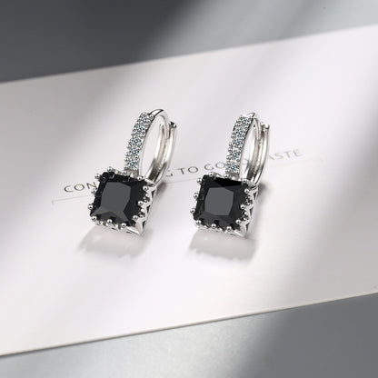 1 Pair Fashion Square Copper Plating Zircon Earrings