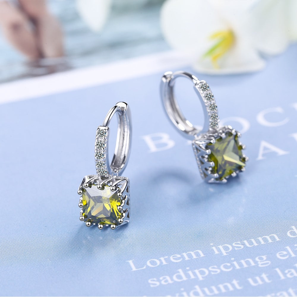 1 Pair Fashion Square Copper Plating Zircon Earrings