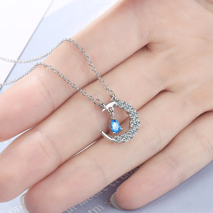 1 Piece Fashion Star Moon Water Droplets Copper Inlay Zircon Pendant Necklace