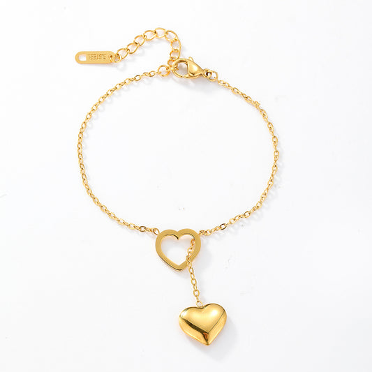 1 Piece Fashion Heart Shape Stainless Steel Plating Bracelets