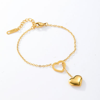 1 Piece Fashion Heart Shape Stainless Steel Plating Bracelets