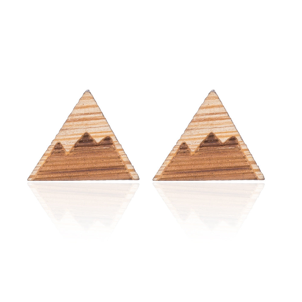 1 Pair Fashion Map Wood Women's Earrings Ear Studs