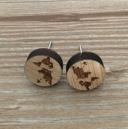 1 Pair Fashion Map Wood Women's Earrings Ear Studs