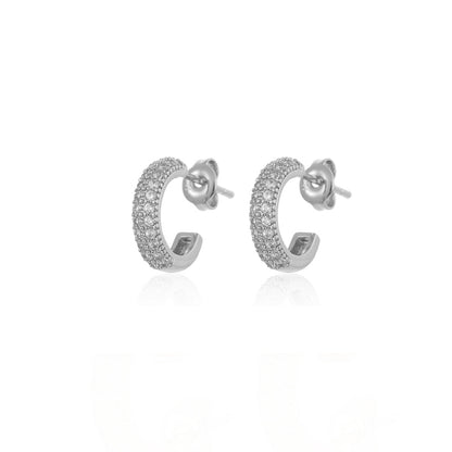1 Pair Ins Style C Shape Plating Inlay Copper Zircon Gold Plated Ear Studs
