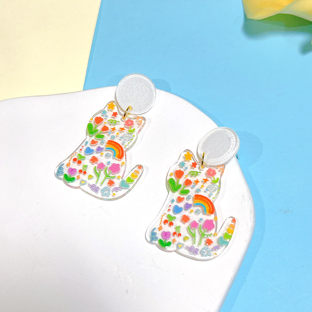 1 Pair Sweet Cat Arylic Epoxy Women's Earrings