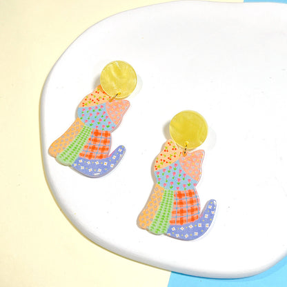 1 Pair Sweet Cat Arylic Epoxy Women's Earrings