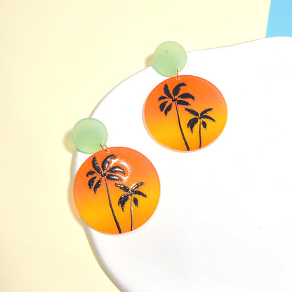 1 Pair Cartoon Style Leaf Coconut Tree Bird Arylic Epoxy Women's Drop Earrings