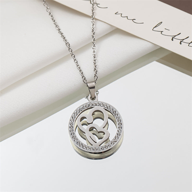 1 Piece Fashion Circle Tree Heart Shape Titanium Steel Plating Hollow Out Inlay Rhinestones Pendant Necklace