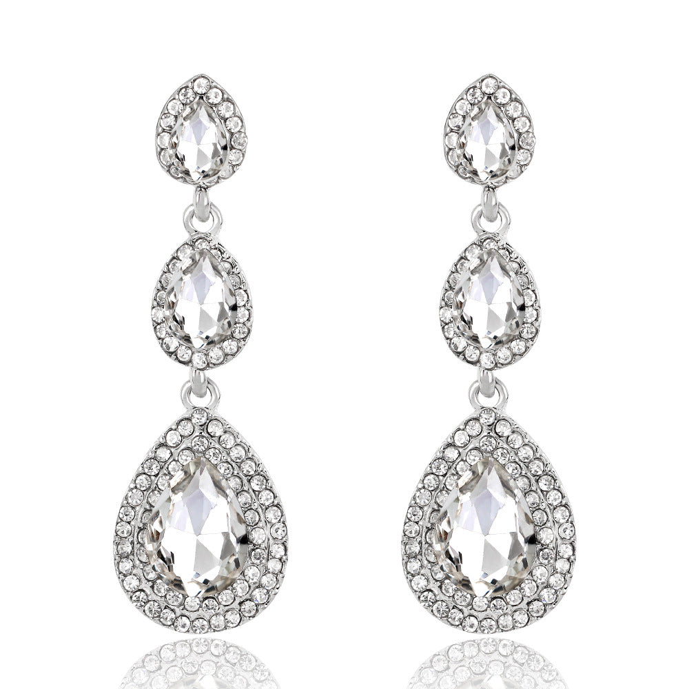 1 Pair Fashion Water Droplets Alloy Inlay Rhinestones Women's Drop Earrings