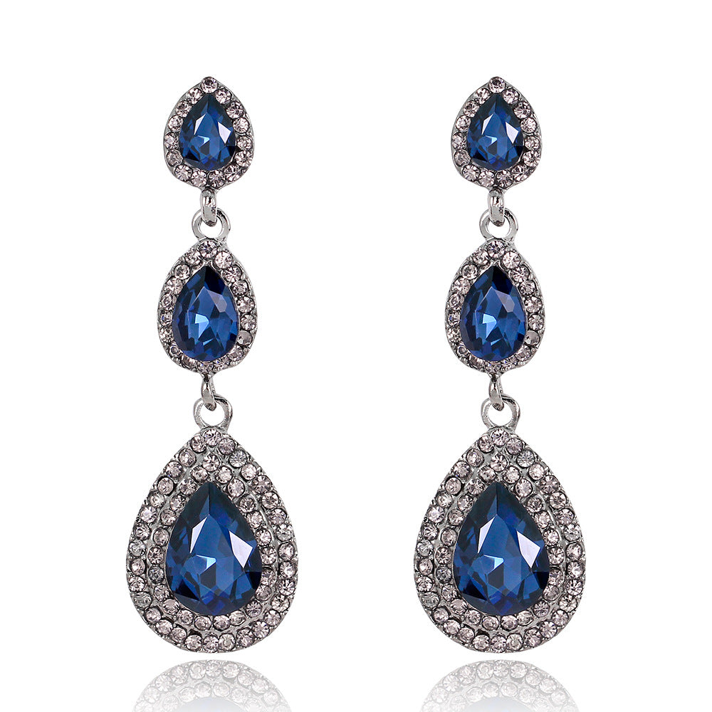 1 Pair Fashion Water Droplets Alloy Inlay Rhinestones Women's Drop Earrings