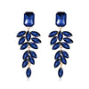 1 Pair Shiny Leaf Square Metal Inlay Rhinestones Glass Women's Drop Earrings