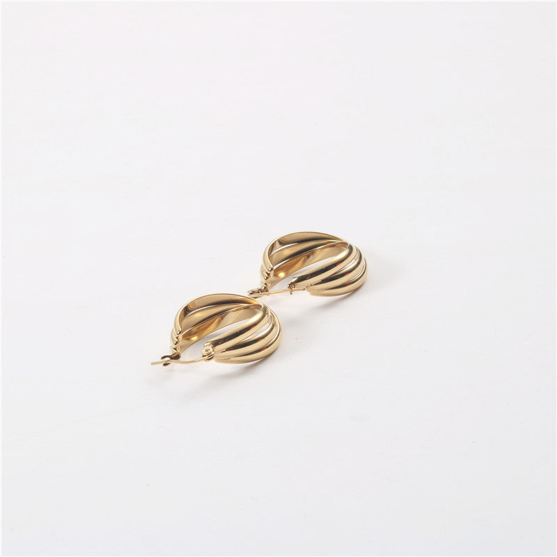 Fashion Solid Color Titanium Steel Plating Earrings 1 Pair