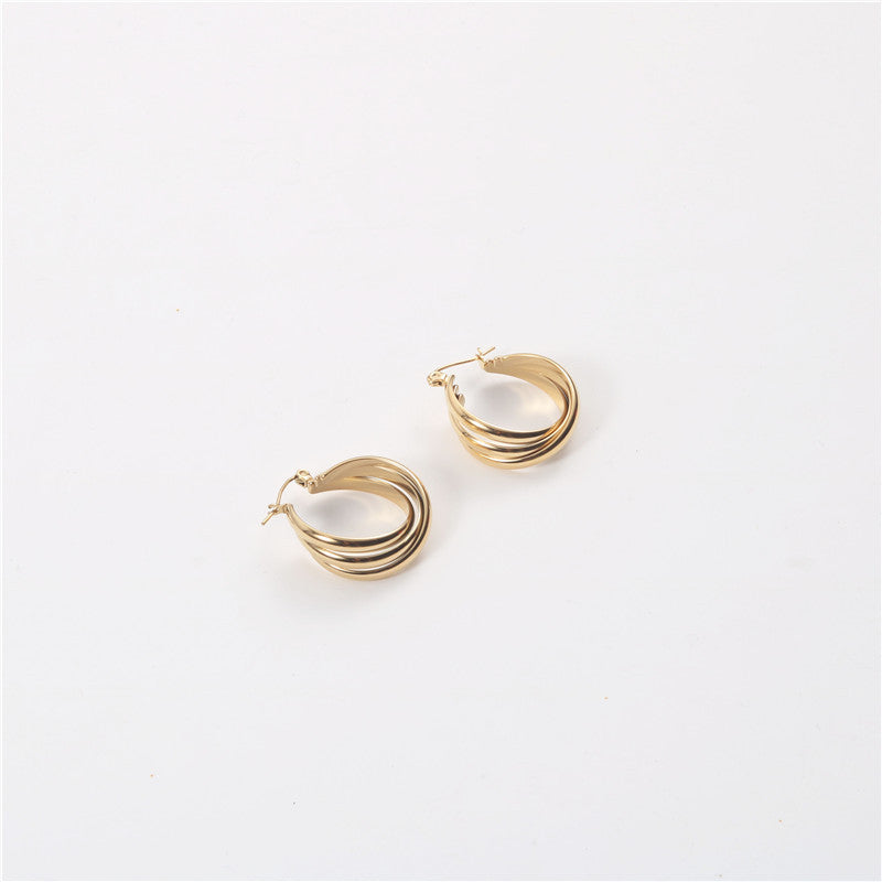 Fashion Solid Color Titanium Steel Plating Earrings 1 Pair