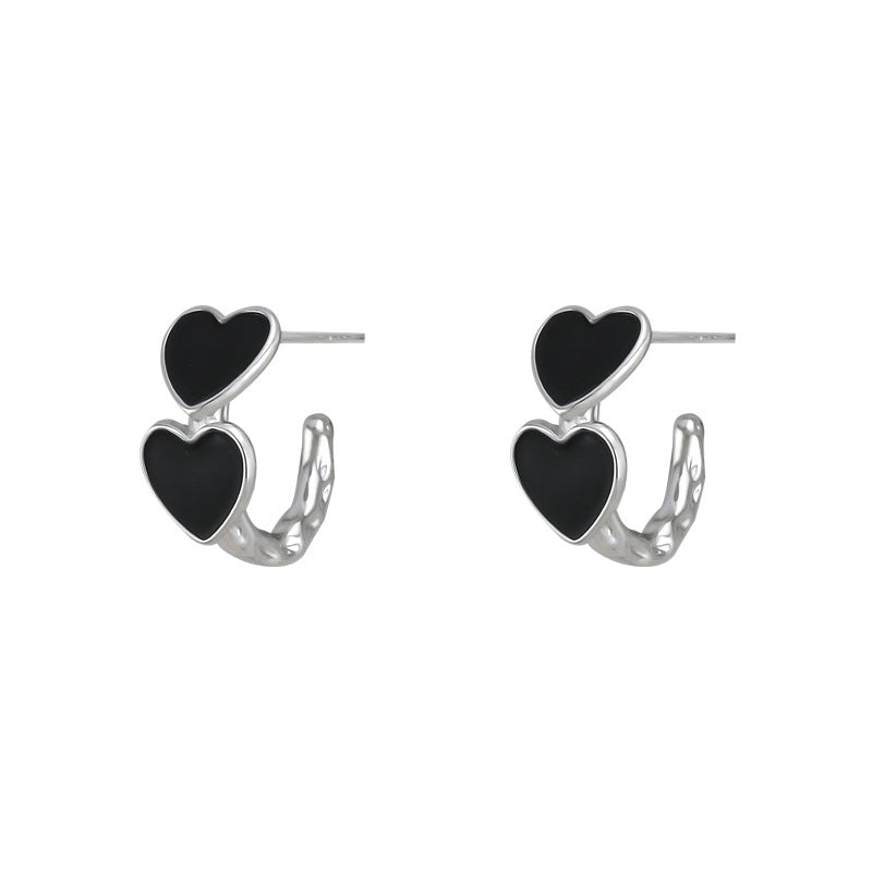 1 Pair Retro Heart Shape Alloy Plating Women's Ear Studs