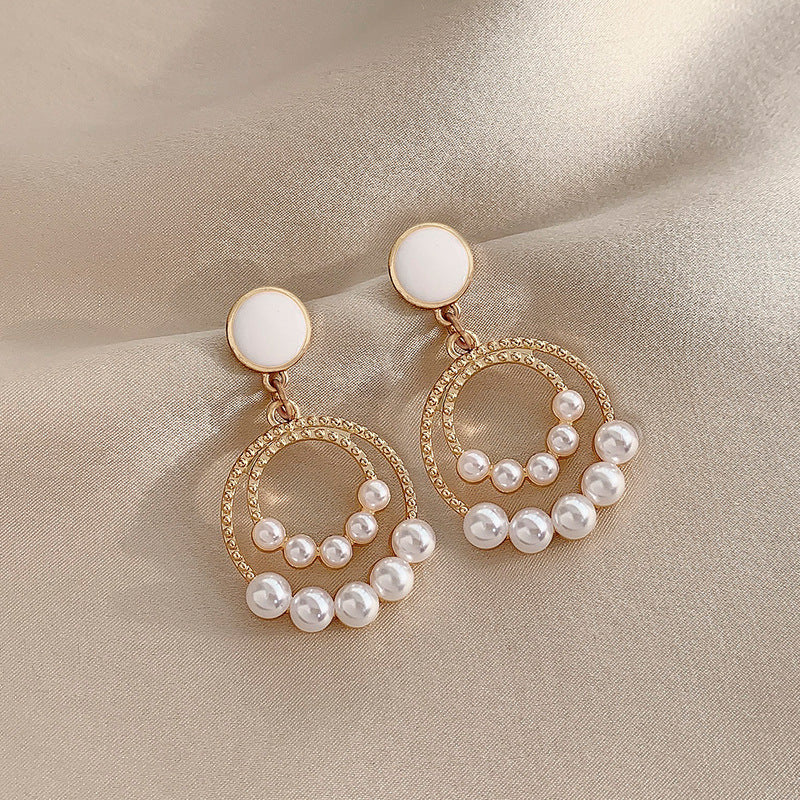 1 Pair Retro Square Oval Flower Alloy Inlay Artificial Pearls Rhinestones Women's Earrings