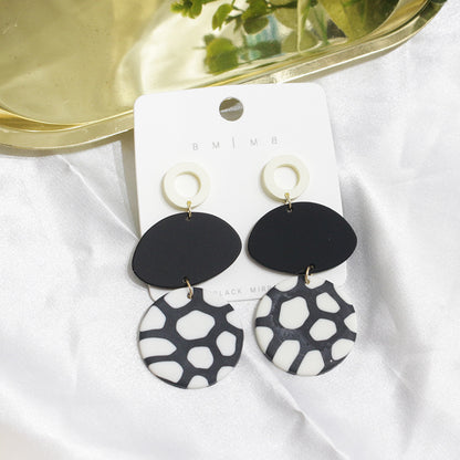 1 Pair Fashion Round Soft Clay Patchwork Women's Drop Earrings