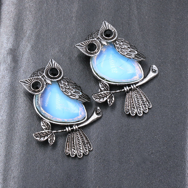 1 Piece Simple Style Owl Natural Stone Shell Plating Gem Necklace