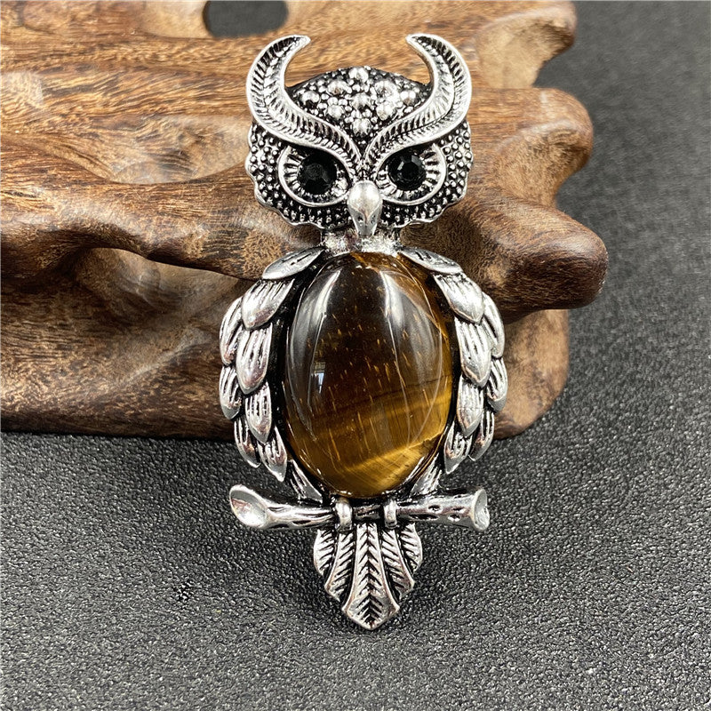 1 Piece Simple Style Owl Gem Plating Natural Stone Necklace