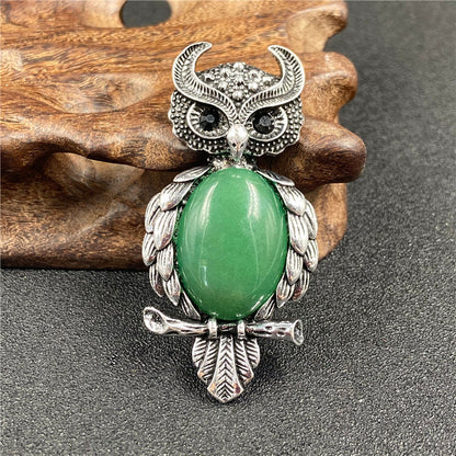 1 Piece Simple Style Owl Gem Plating Natural Stone Necklace