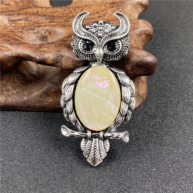 1 Piece Simple Style Owl Gem Plating Natural Stone Necklace