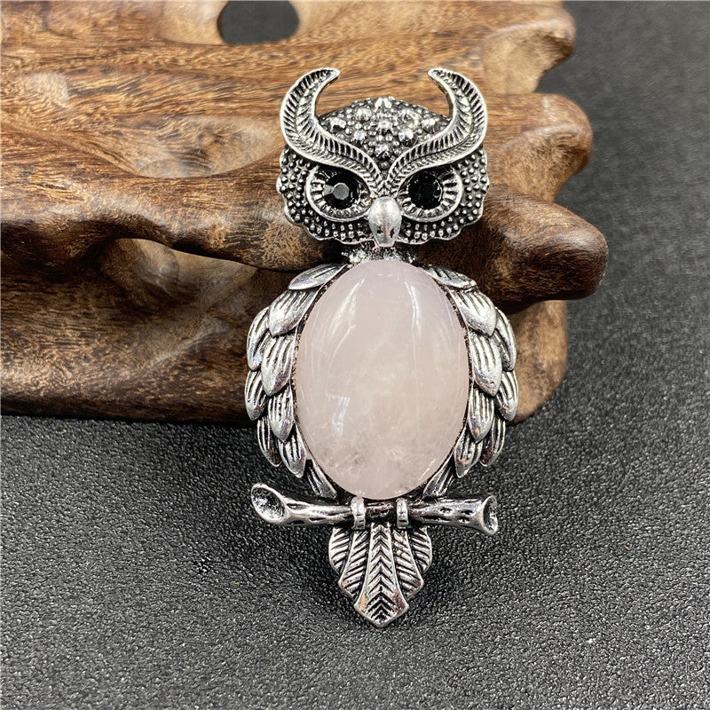 1 Piece Simple Style Owl Gem Plating Natural Stone Necklace