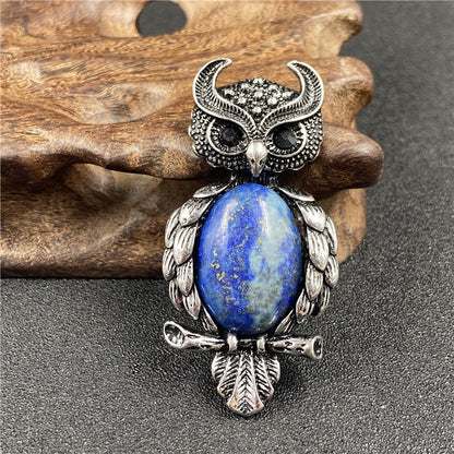 1 Piece Simple Style Owl Gem Plating Natural Stone Necklace