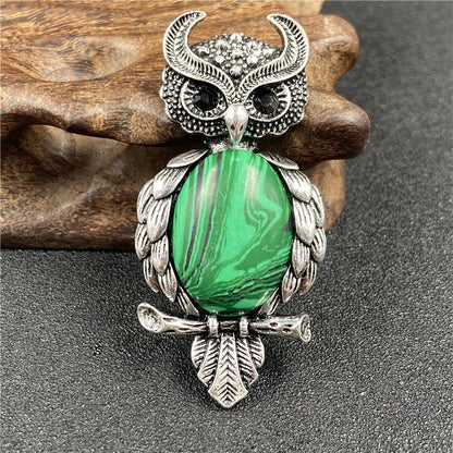 1 Piece Simple Style Owl Gem Plating Natural Stone Necklace