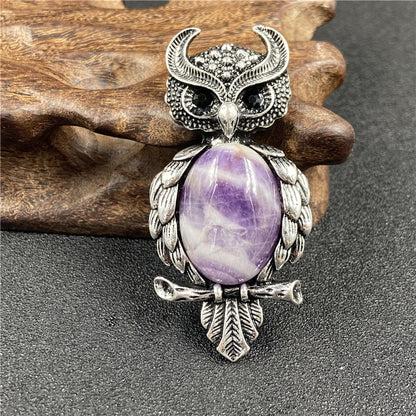 1 Piece Simple Style Owl Gem Plating Natural Stone Necklace